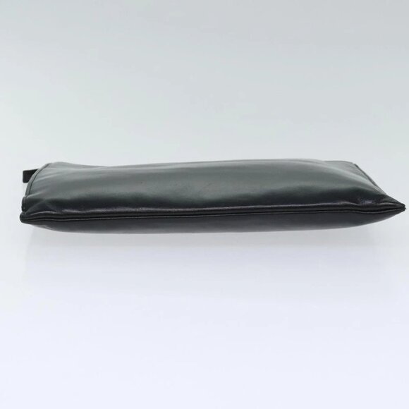 SAINT LAURENT Clutch Bag Leather Black Silver Auth bs18804 - Picture 10 of 16